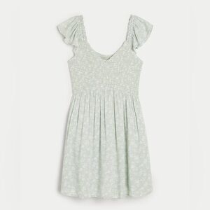 Hollister Light Green and White Smocked Floral Dress